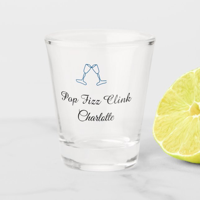 Vaso De Chupito Pop fizz clink blue champagne bottle new year (Anverso)