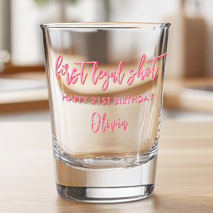 Vaso De Chupito Primer disparo legal Día 21 del Rojo Rosa Moderno