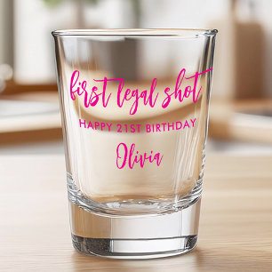 Vaso De Chupito Primer disparo legal moderno Hot Pink 21st Birthda