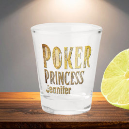 Vaso De Chupito Princesa de póquer dorada divertida personalizable