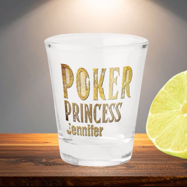 Vaso De Chupito Princesa de póquer dorada divertida personalizable (Subido por el creador)