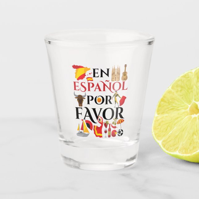 Vaso De Chupito Profesor español en español por favor (Anverso)