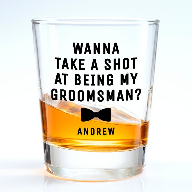 Vaso De Chupito Propuesta De Groomsman Bowtie Toma Un Disparo (Subido por el creador)