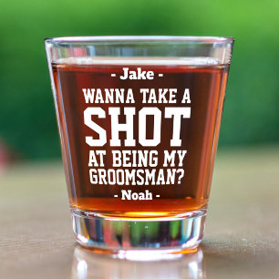 Vaso De Chupito Propuesta groomsman Boda de tipografía blanca toma