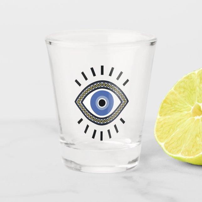 Vaso De Chupito Protección de ojos malvados, ojo azul griego, buen (Anverso)