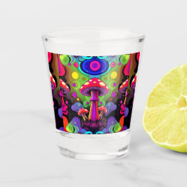 Vaso De Chupito Psychedelic Vibrant Colorful Retro Mushrooms