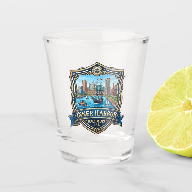 Vaso De Chupito Puerto Interior, Baltimore Maryland (Anverso)