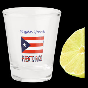 Vaso De Chupito Puerto Rico Bandera Puertorriqueña Azul Personaliz