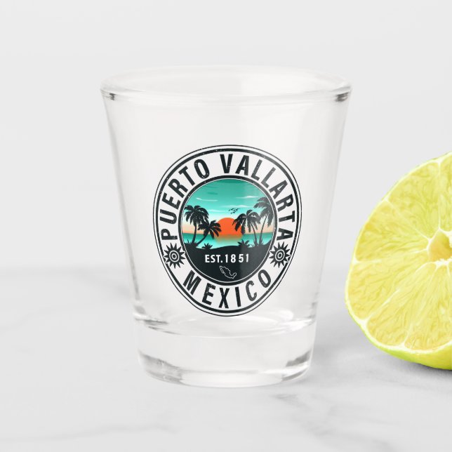 Vaso De Chupito Puerto Vallarta México Retro Sunset Souvenirs 60 (Anverso)