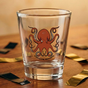 Vaso De Chupito Pulpo Rojo Fiesta de Pirata de Dibujos Animados Re