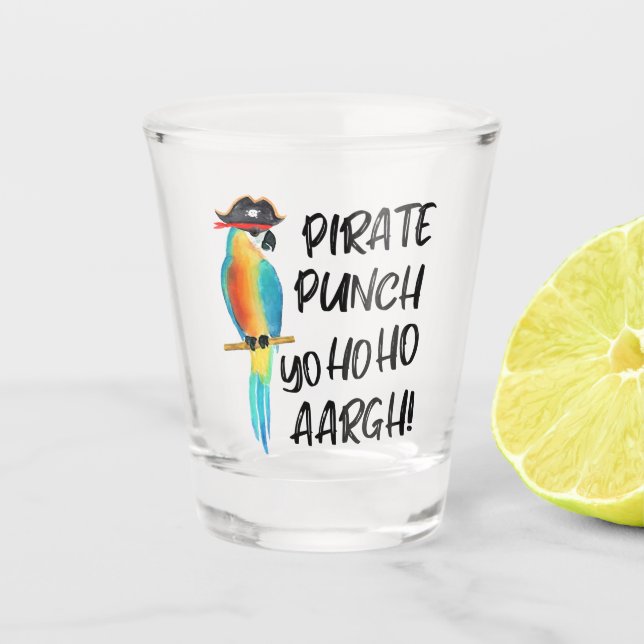 Vaso De Chupito Punch Divertido de Loro Pirata Tropical (Anverso)