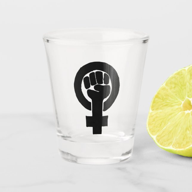 Vaso De Chupito Puño feminista negro (Anverso)