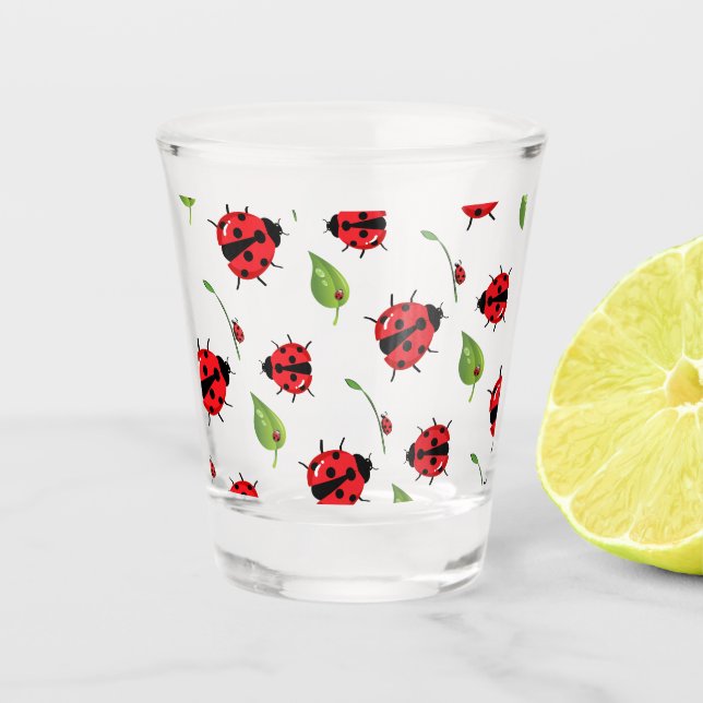 Vaso De Chupito Punto de polka rojo lindo Ladybug flor verano Girl (Anverso)
