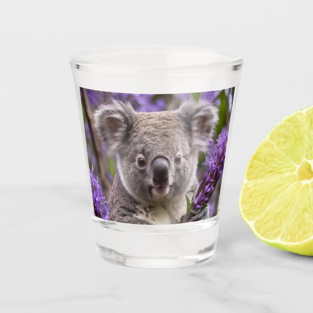 Vaso De Chupito Purple Jacaranda Koala Bear, (Anverso)