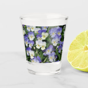 Vaso De Chupito Purple Pansies Garden Floral