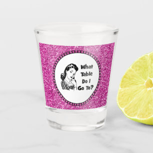 Vaso De Chupito Purpurina De Espuma Rosa ¿A Qué Mesa Voy? Bunco