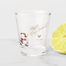 Vaso De Chupito Purpurina de oro Corazón Snowman