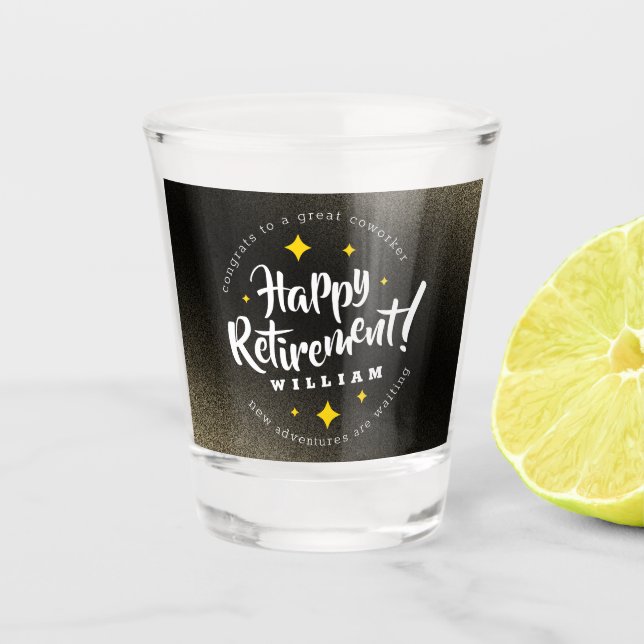 Vaso De Chupito Purpurina de oro divertido estrellas jubilación nu (Anverso)