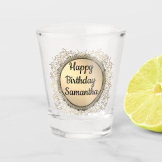 Vaso De Chupito Purpurina de oro Elegante Cumpleaños Personalizado