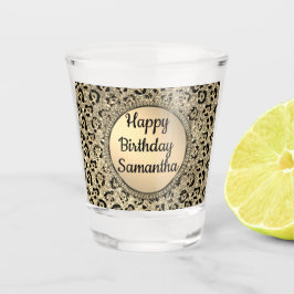 Vaso De Chupito Purpurina de oro Glam Leopard Imprimir personaliza