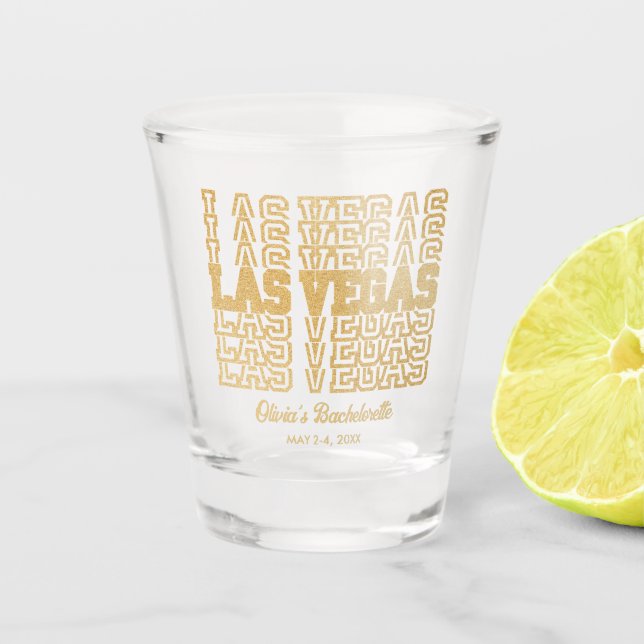 Vaso De Chupito Purpurina de oro Las Vegas Bachelorette Favor (Anverso)