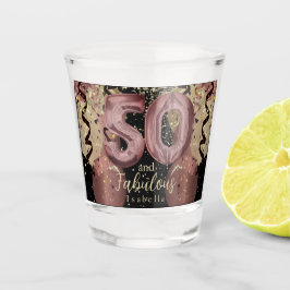 Vaso De Chupito Purpurina de oro negro y Rosa 50 cumpleaños