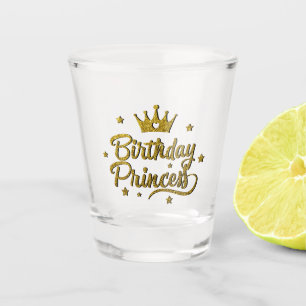 Vaso De Chupito Purpurina de oro "Princesa de Cumpleaños"