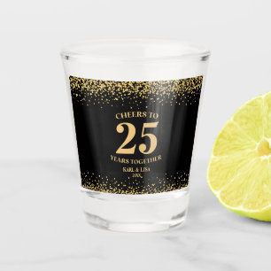 Vaso De Chupito Purpurina Negro De Oro Saluda A 25 Años Aniversari