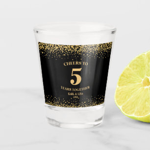 Vaso De Chupito Purpurina Negro De Oro Saluda A 5 Años De Aniversa