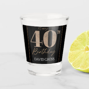 Vaso De Chupito Purpurina negro y oro número 40 cumpleaños