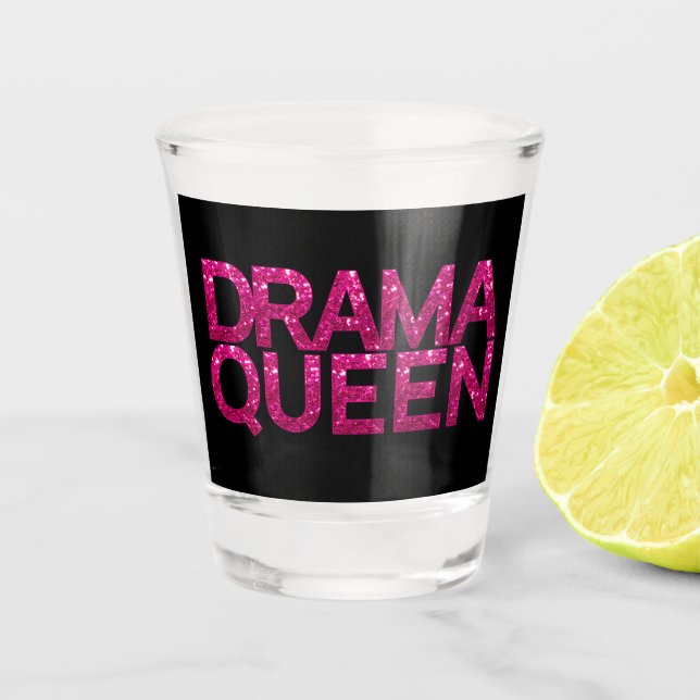 Vaso De Chupito Purpurina rosado de la Reina del Drama (Anverso)