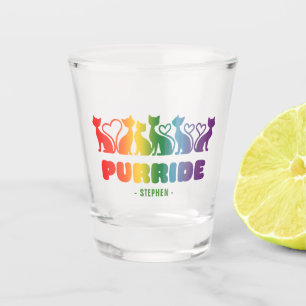 Vaso De Chupito Purride - Silhouette de gato arco iris LGBTQ+ Pun 
