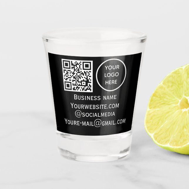 Vaso De Chupito QR Code Business Logo Profesional Negro Moderno (Anverso)