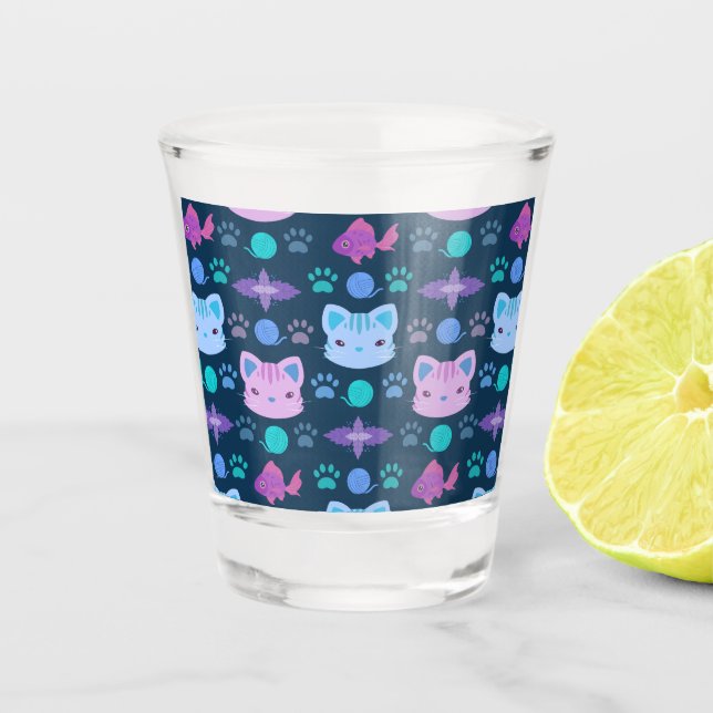 Vaso De Chupito ¿Qué es Guay, gato gatito en morado y azul? (Anverso)