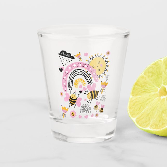 Vaso De Chupito Queen BEES BFF, Baby Girl, Girly Gifts Pink (Anverso)