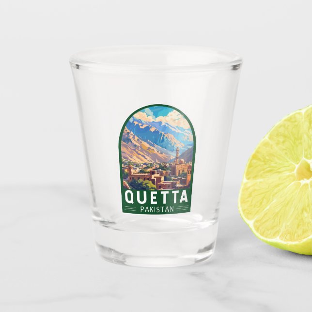 Vaso De Chupito Quetta Pakistan Viaje de arte (Anverso)