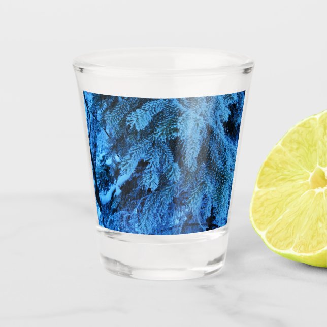 Vaso De Chupito Ramas prudentes cubiertas de nieve y escarcha (Anverso)