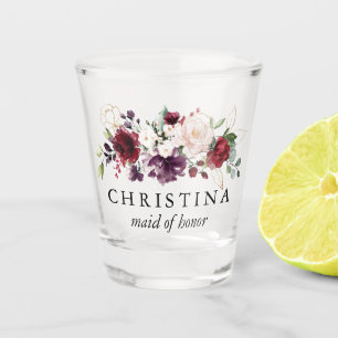 Vaso De Chupito Ramo Floral de Oro y Vino para Dama de Honor de Bo