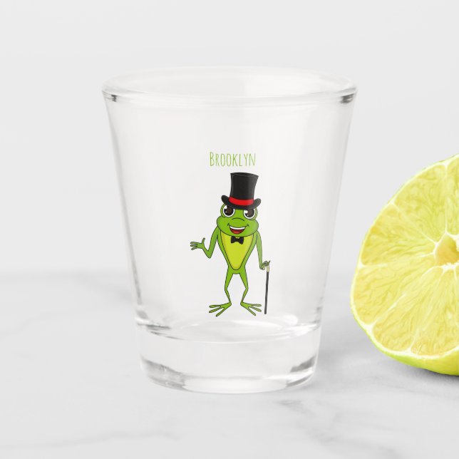 Vaso De Chupito Rana divertida con personalizado de sombrero super (Anverso)