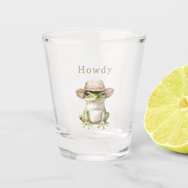 Vaso De Chupito Rana verde con sombrero (Anverso)