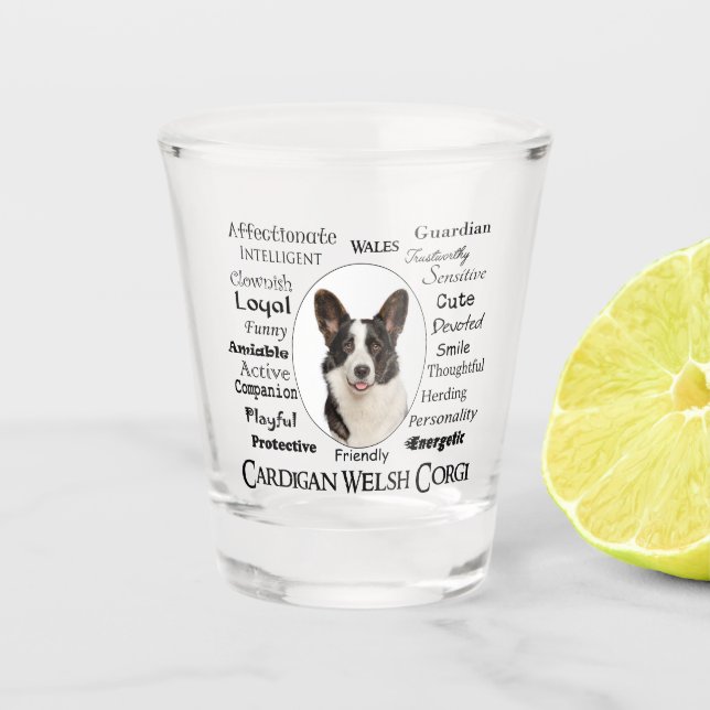 Vaso De Chupito Rasgos de Corgi (Anverso)