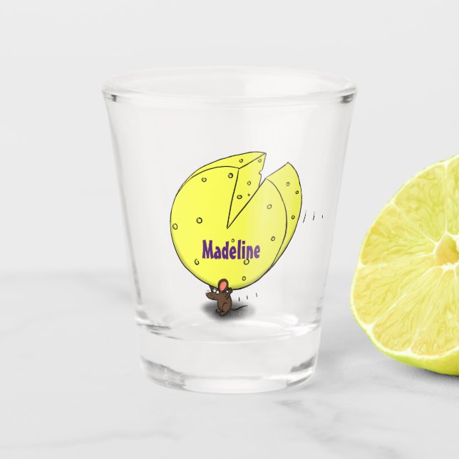 Vaso De Chupito Ratón blanco con ilustracion personalizado de ques (Anverso)