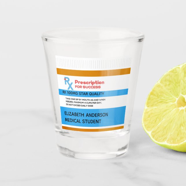 Vaso De Chupito Receta Para Graduado Médico Graduado Gratuito (Anverso)