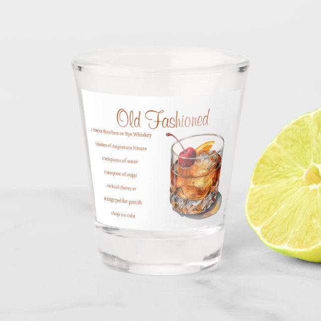 Vaso De Chupito Receta vieja de bebida a la moda (Anverso)