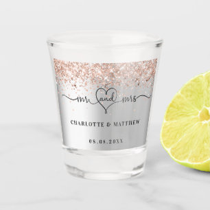 Vaso De Chupito recién casados Mr Mrs boda de plata y oro rosa