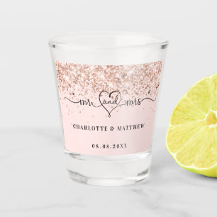 Vaso De Chupito recién casados Mr Mrs boda oro rosa