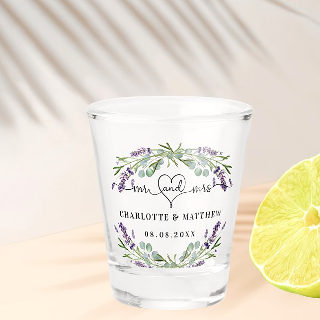 Vaso De Chupito recién casados señor señora boda lavanda (Subido por el creador)