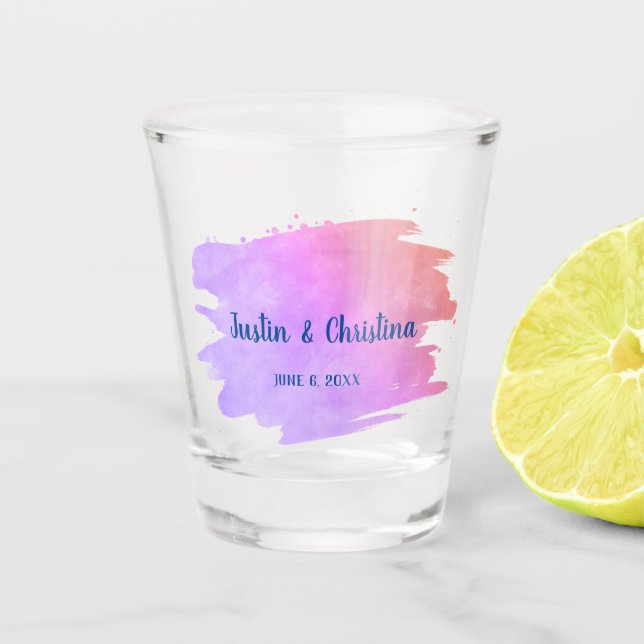 Vaso De Chupito Recuerdo de boda personalizable con salpicadura de (Anverso)