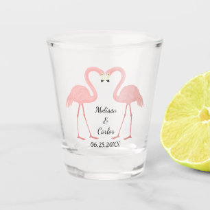 Vaso De Chupito Recuerdo rosado doble de la boda del flamenco