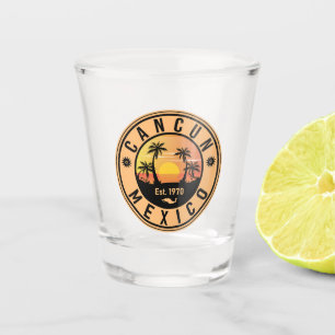 Vaso De Chupito Recuerdos de viaje retro Sunset vintage de Cancún